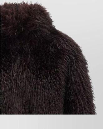 Pinko faux fur cropped high neck coat