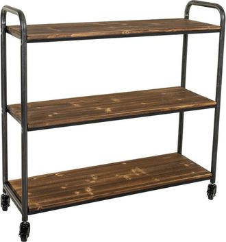 Wanderlust Deco Estantería de madera y metal marrón con ruedas 98x34x94,5