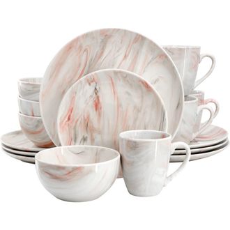 Elama Fine Marble 16 Piece Porcelain Dinnerware Set in Grey at Nordstrom