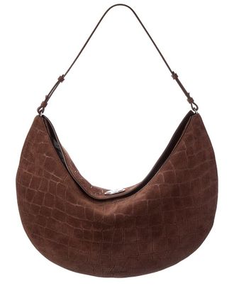 Jacquemus The Ovalo Croc-Embossed Suede Hobo Bag