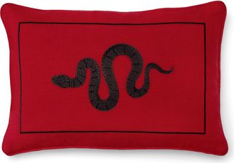 SFERRA Embroidered Snake Accent Pillow in Red/black at Nordstrom