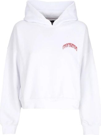 PROPAGANDA Geknipte Driehoek Hoodie Wit Stijlvol Comfortabel - Dames - Hoodies - Wit - M - Katoen - Hoodies & sweatvesten