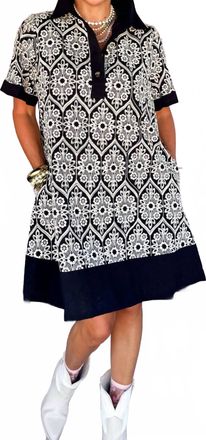 Entro Short Embroidered Dress In Black