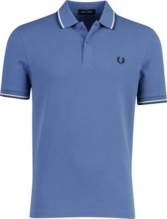 Fred Perry Blauw poloshirt Fred Perry omlijnde mouwen 2-knoops katoen pique