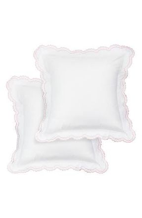 Melange Home Embroidered Percale Crisp Cotton Double Scallopier Duvet Set in Ross at Nordstrom Rack, Size Euro