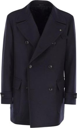 Tagliatore Double-Breasted Wool Blend Coat - Heren - Mantel - Blauw - XL - Wol - Jassen