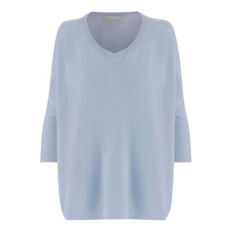 Allude Truien & Vesten, Dames, Blauw, M, Kasjmier, V-hals Kasjmier Trui