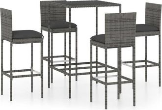 vidaXL Vidaxl - Mesa Y Taburetes Altos Jard&iacute;n 5 Piezas Rat&aacute;n Sint&eacute;tico Gris