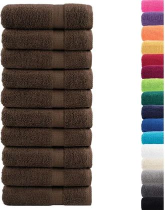 vidaXL Toallas De Mano Solund 10 Unidades Marr&oacute;n 50x100 Cm 600 Gsm Vidaxl