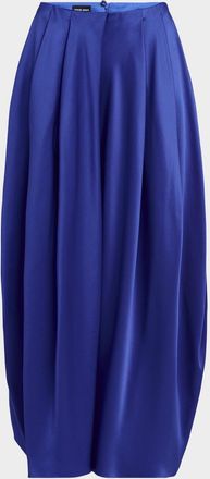 Giorgio Armani Double Silk Satin Pleated Midi Skirt