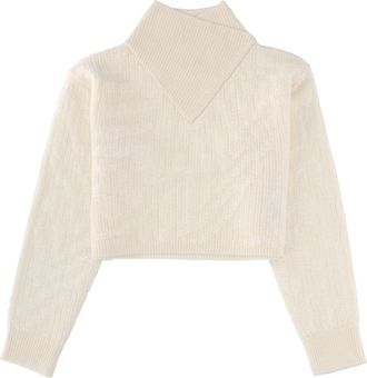 HUGO BOSS Cropped Sweater With Doubled Collar