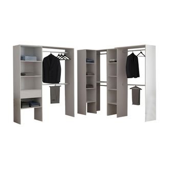 Dmora Armario Grande Trana, Dormitorio 12 Estantes, Perchero, Modular, 388x187h Cm Blanco