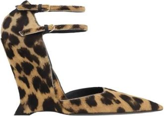 Ferragamo Vidya Leopard-Print Wedge Pumps, Size 5.5 D