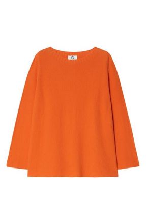 Marina Rinaldi Vafelio Slit Cotton Sweater in Orange at Nordstrom, Size Xx-Large