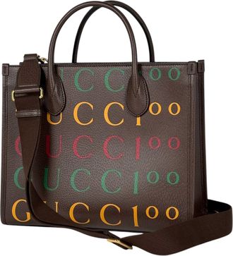 Gucci Brown Leather Shoulder Bag Tote Bag (Pre-Owned)