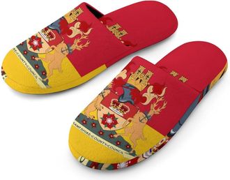 Generic Flag of Hampshire Mens Slippers Flannel Warm House Shoes with Rubber Anti-Slip Sole Slip On for Home Outdoor