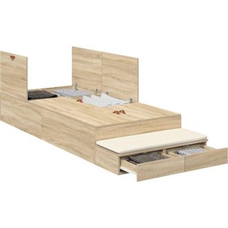 vidaXL Cama Con Almacenamiento Roble Sonoma 236.5 X 100 X 31.5 Cm Vidaxl