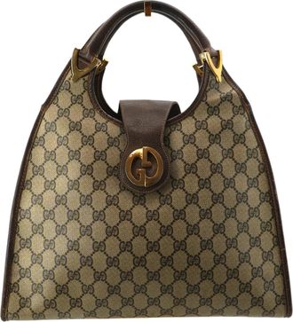 Gucci Pre-owned Womens Vintage Cloth Hobos Stirrup - Brown Cotton - One Size