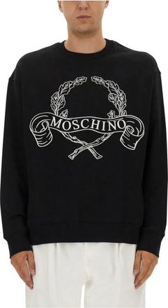 Moschino Laurel Crown Logo Geborduurd Sweatshirt - Heren - Sweatshirts - Zwart - XL - Katoen - Hoodies & sweatvesten