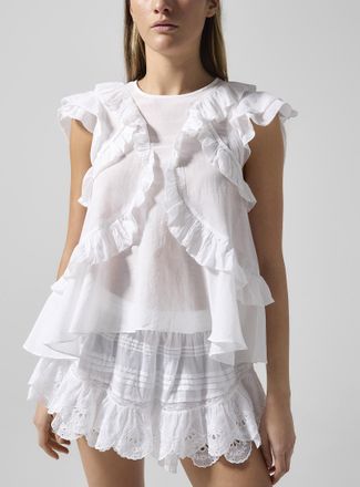 Isabel Marant Womens Nalou ruffled cotton voile blouse