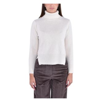 KANGRA Wollen Coltrui met Splitzoom - Dames - Coltruien - Beige - M - Wol - Truien & Vesten