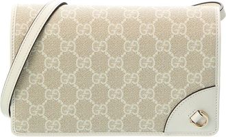 Gucci Gg Emblem Super Mini Gg Supreme Canvas & Leather Shoulder Bag
