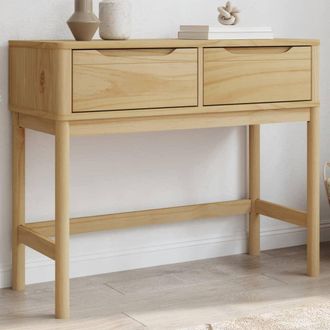 vidaXL Vidaxl - Mesa Consola Floro Madera Maciza De Pino Marr&oacute;n 89,5x36,5x73 Cm