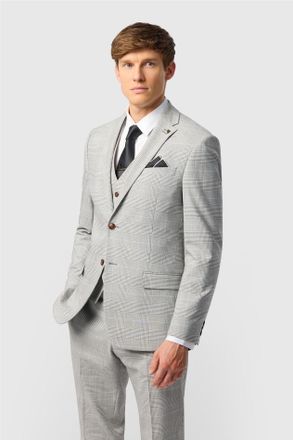Antique Rogue Mens Single Breasted Long Sleeve Two Button Slim Fit Suit Jacket in Light Grey - Size 34 (Chest)