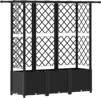 vidaXL Cama Elevada Con Trellis Y Techo Negro 163,5 X 40 X 136 Cm Pp Vidaxl