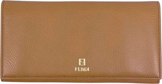 Fendi Brown Leather Long Wallet (Bi-Fold) (Pre-Owned)