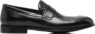 Alberto Gozzi Black Woven Leather Accents Low-Profile Leather Flats