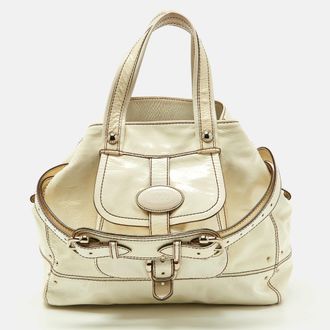 Tod's Tods White Patent Leather Front Pocket Satchel