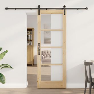 Berkfield Home Sliding Door with Hardware Set ORKDAL73.5x198.5 cm in Beige | Size: 73.5x198.5 cm