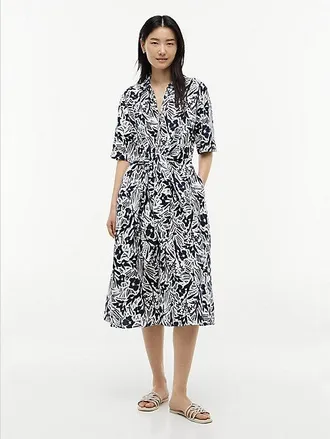 Tommy Hilfiger Vestido camisero midi en mezcla de lino con lazo