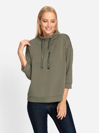 Heine Sweatshirt HEINE, Damen, Gr. 34, gr&uuml;n (khaki), 50% Modal, 44% Polyester, 6% Elasthan, unifarben, Sweatshirts Sweatshirt