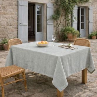 Febronie Mantel + 8 servilletas algod&oacute;n 180x350 verde aceituna