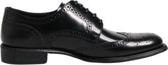 Dolce & Gabbana Black Leather Derby Wingtip Formal Mens Shoes