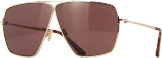 Tom Ford Sunglasses Aviator Full Rim, Shiny Rose Gold Frame And Brown Lens Ft118528E