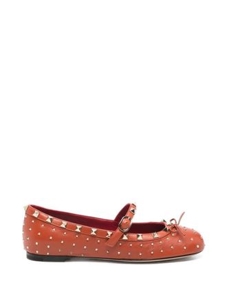 Valentino Garavani Orange Rockstud Ballet Flats