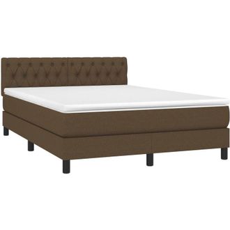 vidaXL Vidaxl - Cama Box Spring Colch&oacute;n Luces Led Tela Marr&oacute;n Oscuro 140x190 Cm