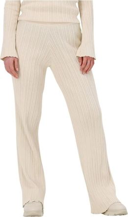Another Label Broeken, Dames, Beige, XL, Polyester, Gebreide Flared Broek Aurelie