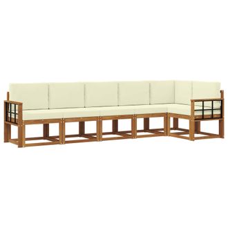 vidaXL Conjunto De Sof&aacute;s De Exterior Con Coj&iacute;n 6 Pcs Natural Y Crema Vidaxl