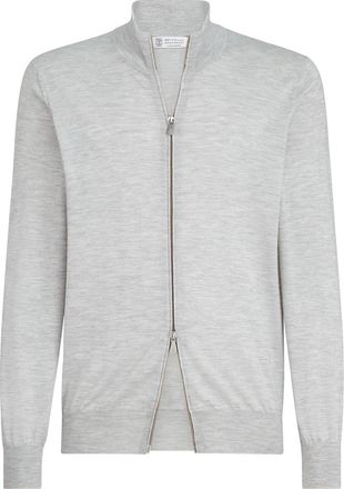 Brunello Cucinelli Cashmere and silk cardigan in Pebble at Nordstrom, Size 50 It