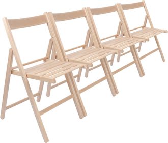 Harbour Housewares Beech Wood Folding Chairs Pack of 4 in Natural