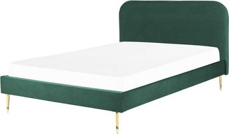 Beliani Beliani - Cama Con Somier De Terciopelo Verde Dorado 160 X 200 Cm Patas De Metal Flayat