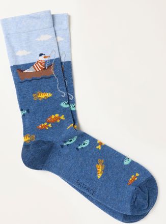 Fat Face FatFace Blue Fishing Seagull Scene Socks