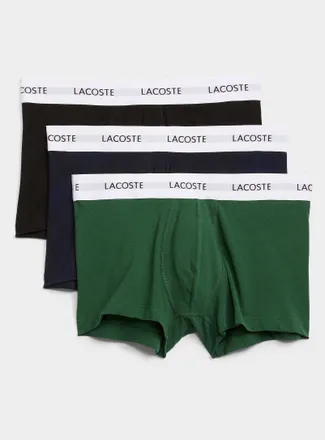 Lacoste Mens 3 black/navy/green trunks 3-pack