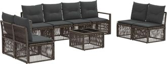 vidaXL Conjunto De Sof&aacute;s De Jard&iacute;n 9 Uds. Gris Rat&aacute;n Sint&eacute;tico Vidaxl