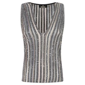 Missoni Geribbelde top met pailletten en V-hals - Dames - Tops - Veelkleurig - Maat: XS Viscose