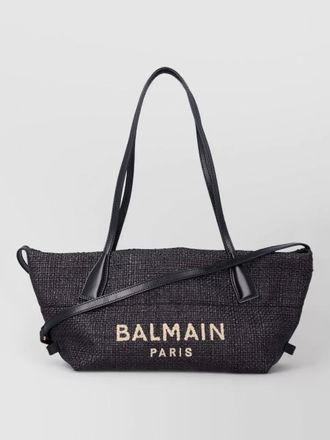 Balmain track small raffia effect tote bag
